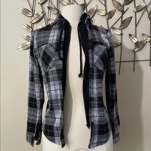 No Boundaries Black and Gray Plaid Jacket